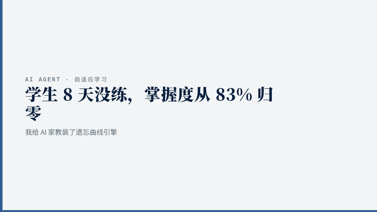 学生 8 天没练，掌握度从 83% 归零：我给 AI 家教装了遗忘曲线引擎